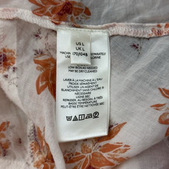 Free People Women’s Floral Ruffle Long Sleeve Blouse Size L Boho Peplum Top - Picture 7 of 8